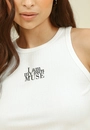 Blusa Cropped Sem Manga Malha Canelada