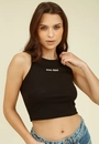 Blusa Cropped Sem Manga Malha Canelada