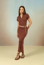 Vestido Polo Midi Em Malha Canelada