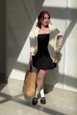 Vestido Curto Balonê Com Decote Reto