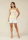Blusa Em Algodão Com Decote Reto Com Lastex