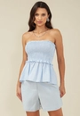 Blusa Em Algodão Com Decote Reto Com Lastex