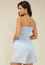 Blusa Em Algodão Com Decote Reto Com Lastex