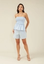 Blusa Em Algodão Com Decote Reto Com Lastex