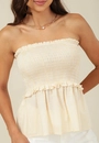 Blusa Em Algodão Com Decote Reto Com Lastex