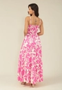 Vestido Longo Com Alça Em Viscose Estampada Bicolor