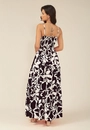 Vestido Longo Com Alça Em Viscose Estampada Bicolor