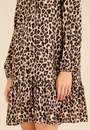 Vestido Curto Manga Longa Gola Padre Animal Print