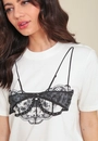 T-Shirt Meia Malha Manga Curta Lingerie