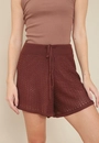 Short Em Tricô Com Cordão No Cós