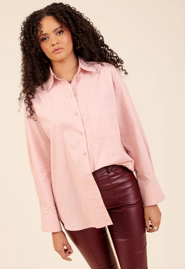 Camisa Oversized Em Tricoline Manga Longa