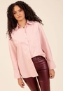 Camisa Oversized Em Tricoline Manga Longa