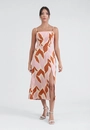 Vestido Midi Alça Viscose Com Estampa Natureza Terrosa