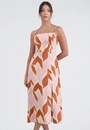 Vestido Midi Alça Viscose Com Estampa Natureza Terrosa