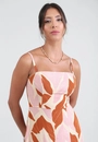 Vestido Midi Alça Viscose Com Estampa Natureza Terrosa