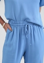 Calça Reta Cós Com Elástico Em   Viscose Twill