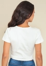 Blusa Malha Ribana Manga Curta Com Abertura Decote