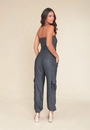 Calça Em Malha Lurex Com Bolso Cargo