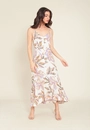 Vestido Midi Em Viscose Alça Com Botões Estampa Jardim Secreto