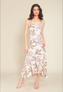 Vestido Midi Em Viscose Alça Com Botões Estampa Jardim Secreto