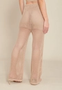 Calça Vazada Em Tricô Com Cordão No Cós