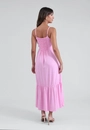 Vestido Midi Com Alça  Com Babado E Bolso Em Viscose