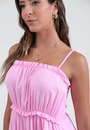 Vestido Midi Com Alça  Com Babado E Bolso Em Viscose
