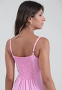 Vestido Midi Com Alça  Com Babado E Bolso Em Viscose