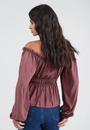 Blusa Em Viscose Manga Longa Ombro A Ombro