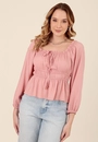 Blusa Em Viscose Manga Longa Ombro A Ombro