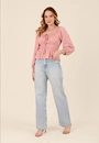 Blusa Em Viscose Manga Longa Ombro A Ombro