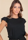 Blusa Em Meia Malha Com Babados Na Manga