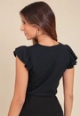 Blusa Em Meia Malha Com Babados Na Manga