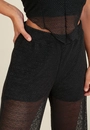 Calça Em Malha Rendada Wide Leg Com Forro