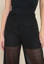 Calça Em Malha Rendada Wide Leg Com Forro