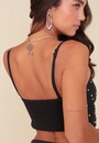 Cropped Em Crepe Acetinado Com Alça E Aplique Strass