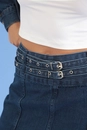 Saia Curta Jeans Com Cinto Duplo