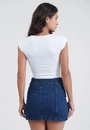 Saia Curta Jeans Com Cinto Duplo