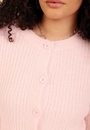 Cardigan Tricô Pelinho Canelado Decote Redondo