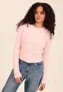 Cardigan Tricô Pelinho Canelado Decote Redondo
