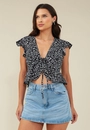 Blusa Cropped Em Viscose Sem Manga Com Babados