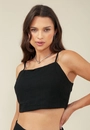 Blusa Cropped Em Algodão Com Linho Alça Lastex Costa