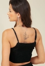 Blusa Cropped Em Algodão Com Linho Alça Lastex Costa
