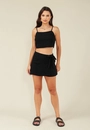 Blusa Cropped Em Algodão Com Linho Alça Lastex Costa