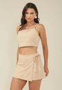 Blusa Cropped Em Algodão Com Linho Alça Lastex Costa