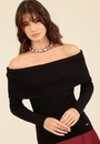 Blusa Tricô Canelado Ombro A Ombro Manga Longa