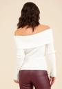 Blusa Tricô Canelado Ombro A Ombro Manga Longa