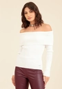 Blusa Tricô Canelado Ombro A Ombro Manga Longa