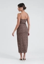Vestido Midi Alça Em Viscose Poá Marrom