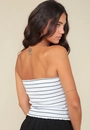 Blusa Decote Reto Em Ribana Listrada
